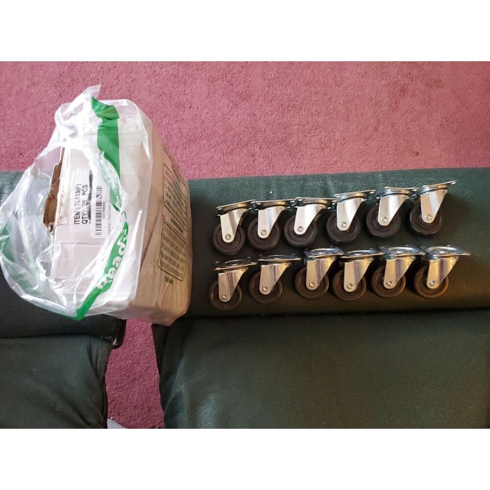 12 Pack 2" Heavy Duty Swival Wheels New - Picture 2 of 3